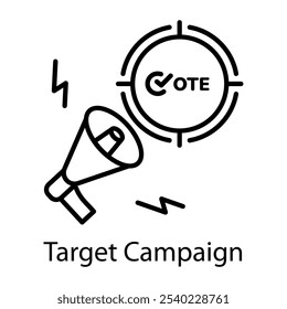 Ícone de campanha de destino em estilo linear