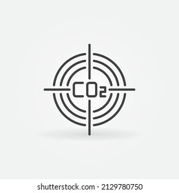 Target with Carbon Dioxide CO2 vector concept icon or symbol in thin line style