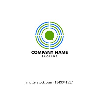 Target center question talk chat bubble vector logo icon