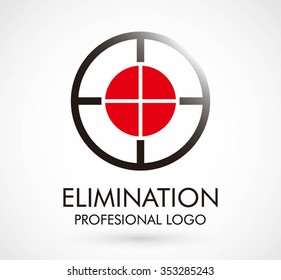 Target center for shoot abstract vector and logo design or template focus gun business icon of company identity symbol concept
