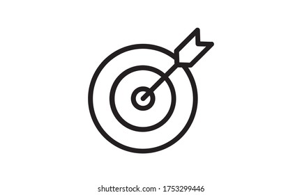icono de destino, desafío, objetivo. símbolo de ventaja competitiva. tiro exitoso en el objetivo dardos. aislado de fondo blanco. ilustración vectorial	