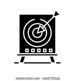 Target chart black icon, concept illustration, vector flat symbol, glyph sign.