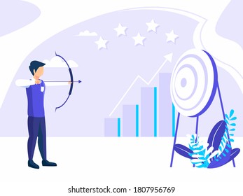 Target Choice. Achievement and Grow Goal Measurement Run Concept for Web Banner Infographics Images. In flat style Illustration.