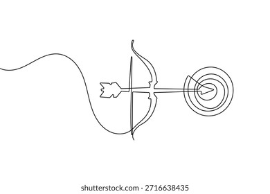 Círculo objetivo con flecha continua de una línea de dibujo icono de éxito comercial limpio