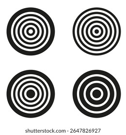 Designs de círculo de destino. Ícones de padrão de alvo. Elementos de anel preto. Símbolos de mira de vetor.