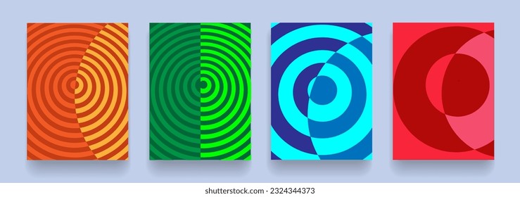 Target Circle Half in Green, Orange, Blue, Red Colors. Abstract Design Dartboard with Spiral Line. Modern 3d Hypnotic for Banner, Poster, Cover, Card. Vector Illustration.