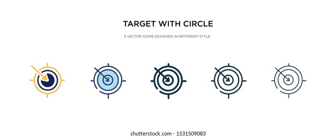 target with circle icon in different style vector illustration. two colored and black target with circle vector icons designed in filled, outline, line and stroke style can be used for web, mobile,