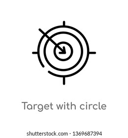 target with circle vector line icon. Simple element illustration. target with circle outline icon from ultimate glyphicons concept. Can be used for web and mobile