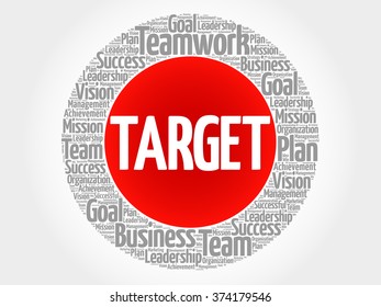 Target circle word cloud, business concept