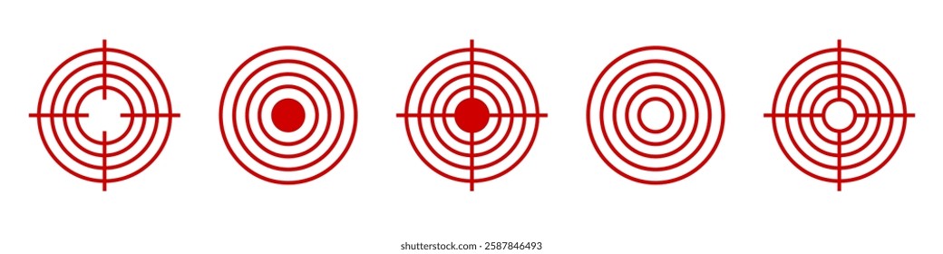 Target circles icons vector set. Destination goals, business success concept