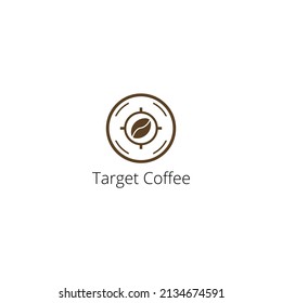 Target coffee logo template design. This logo was created by combining coffee designs and binoculars. This logo is very suitable to be the identity of a brand or business and services