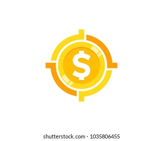 Target Coin Icon Logo Design Element