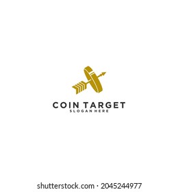 target coin logo with arrows hitting the coin exactly on target