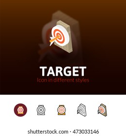 Target color icon, vector symbol in flat, outline and isometric style isolated on blur background