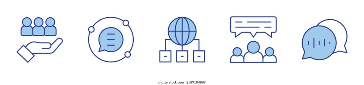 target, communication, chat, sharing, language. Communication Icon vector illustration. Line Duotone style. Editable stroke.
