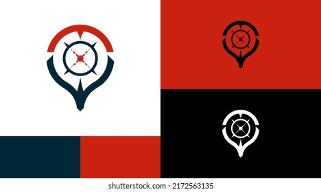 Target Compass Hunter Logo Design Concept 