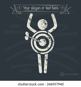 Target concept, human resource design on old background, grunge vector