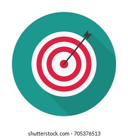 Target Concept Icon. Flat Vector Icon With Long Shadow Design Collection. Vector illustration