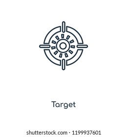 Target concept line icon. Linear Target concept outline symbol design. This simple element illustration can be used for web and mobile UI/UX.