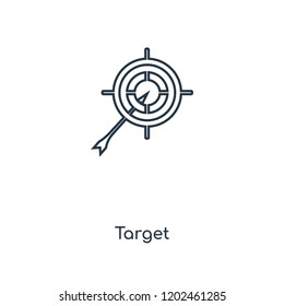 Target concept line icon. Linear Target concept outline symbol design. This simple element illustration can be used for web and mobile UI/UX.