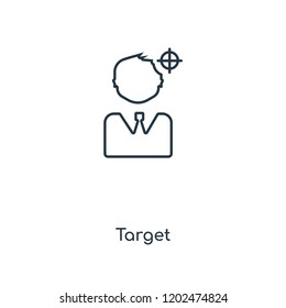 Target concept line icon. Linear Target concept outline symbol design. This simple element illustration can be used for web and mobile UI/UX.