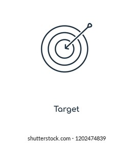 Target concept line icon. Linear Target concept outline symbol design. This simple element illustration can be used for web and mobile UI/UX.
