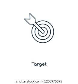 Target concept line icon. Linear Target concept outline symbol design. This simple element illustration can be used for web and mobile UI/UX.
