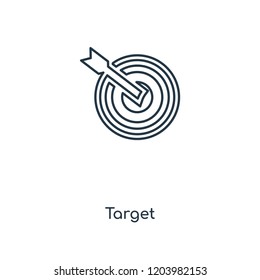 Target concept line icon. Linear Target concept outline symbol design. This simple element illustration can be used for web and mobile UI/UX.