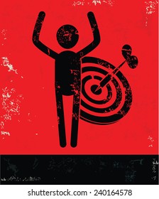 Target concept,human resource design on red background,grunge vector