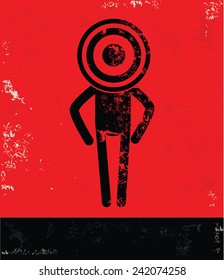 Target concept,human resource on red background,grunge vector
