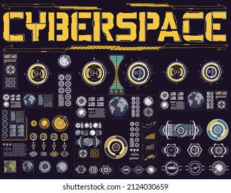 Target control panel or radar digital screen, game VR and crosshair dashboard Futuristic HUD, FUI, Virtual Interface. Callouts titles and frame in Sci- Fi style.Futuristic info boxes layout templates.