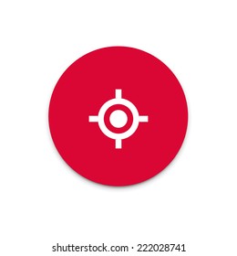 Target, cross hair, geo positioning system (gps) location icon. Flat icon on colorful floating ui action button. 