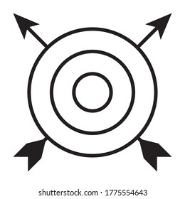 target and crossed bows icon over white background, line style, vector illustration