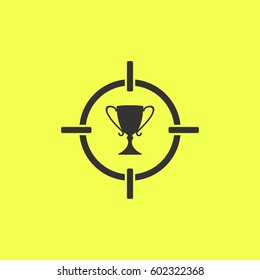 Target cup trophy icon flat. 