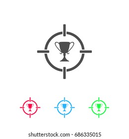 Target cup trophy icon flat. Color pictogram on white background. Vector illustration symbol and bonus icons