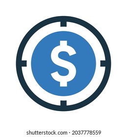 Destino, icono de moneda. Diseño vectorial simple editable aislado en un fondo blanco.
