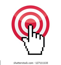 Target with cursor hand vecotr icon