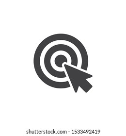 Target and cursor vector icon. filled flat sign for mobile concept and web design. Arrow center click glyph icon. Symbol, logo illustration. Vector graphics