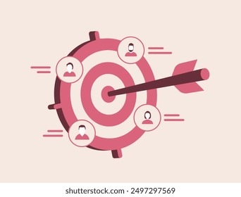 Target customer - audience demographics, market segmentation, consumer behavior and marketing strategy icons. Sales generation and customer attraction vector illustration isolated on white background