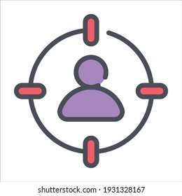 icono de esquema de color del cliente de destino, icono comercial y financiero.