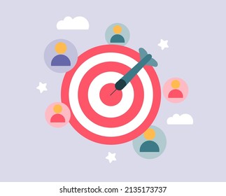 Target customer concept. Customer attraction campaign, accurate promo, advertising. Web Vector Illustrations.