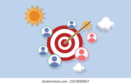 Target customer concept. Customer attraction campaign, accurate promo, advertising.