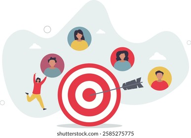 Target customer group and marketing activity audience.Advertising project with precise communication and social focus accuracy.flat character life .