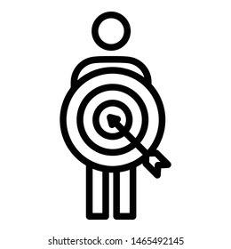 Target customer icon. Outline target customer vector icon for web design isolated on white background