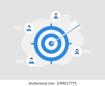 Target customer. Sales generation, audience outreach and customer attraction campaign. Accurate promo and audience outreach advertising concept. Target customer Vector illustration on white background