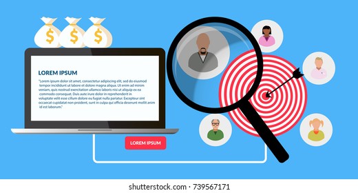 Target customers vector banner blue background eps 10