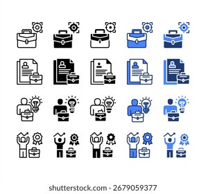 Target, CV, Creative, Motivation, multiple style icon set.