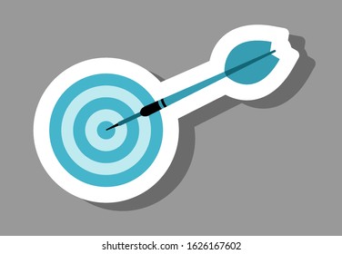 Target and dart arrow icon that symbolizes achievement and victory. All the objects, shadows and background are in different layers. 