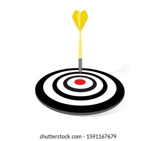 target dart  with arrow on white background. Success target marketing Concept, sign symbol background,  vector illustration.