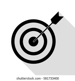 Target with dart. Black icon with flat style shadow path.